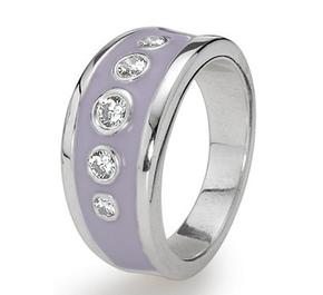 Silver ring, enamel, clear zirconia