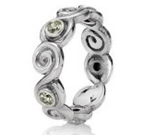 Silver ring, pale green zirconia