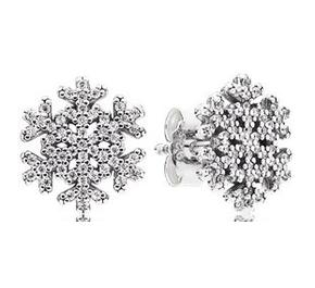 Snowflake silver stud earrings with clear cubic zirconia