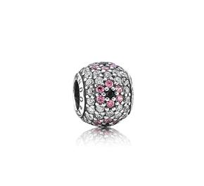 CONTA PANDORA EM PRATA CHERRY C/ZIRC PAVE