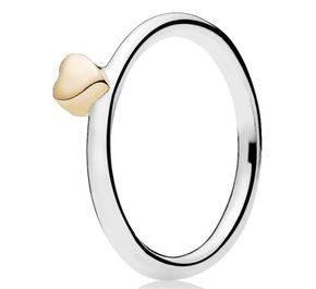 Silver ring with 14k heart