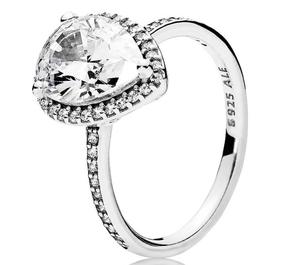 Silver ring with clear cubic zirconia
