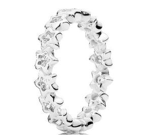 Star silver ring with clear cubic zirconia
