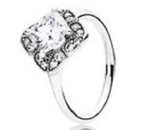 Silver ring with clear cubic zirconia