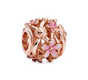 Openwork Pink Daisy Flower Charm