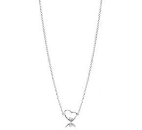 Pandora Asymmetric Heart Of Love Necklace, Clear Cz