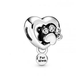 Sparkling Paw Print & Heart Charm