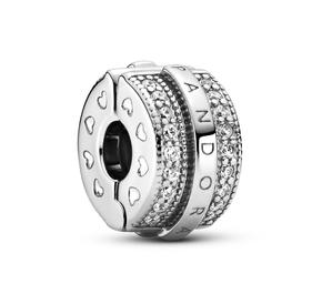 Sparkling Pavé Lines & Logo Clip Charm