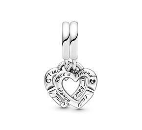 Linked Sister Hearts Split Dangle Charm