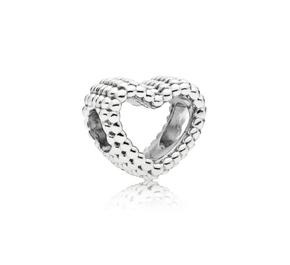 Beaded heart silver charm